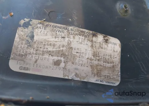 1987 Pontiac Fiero z USA, uszkodzony, nr VIN 1G2PE11R0HP229286